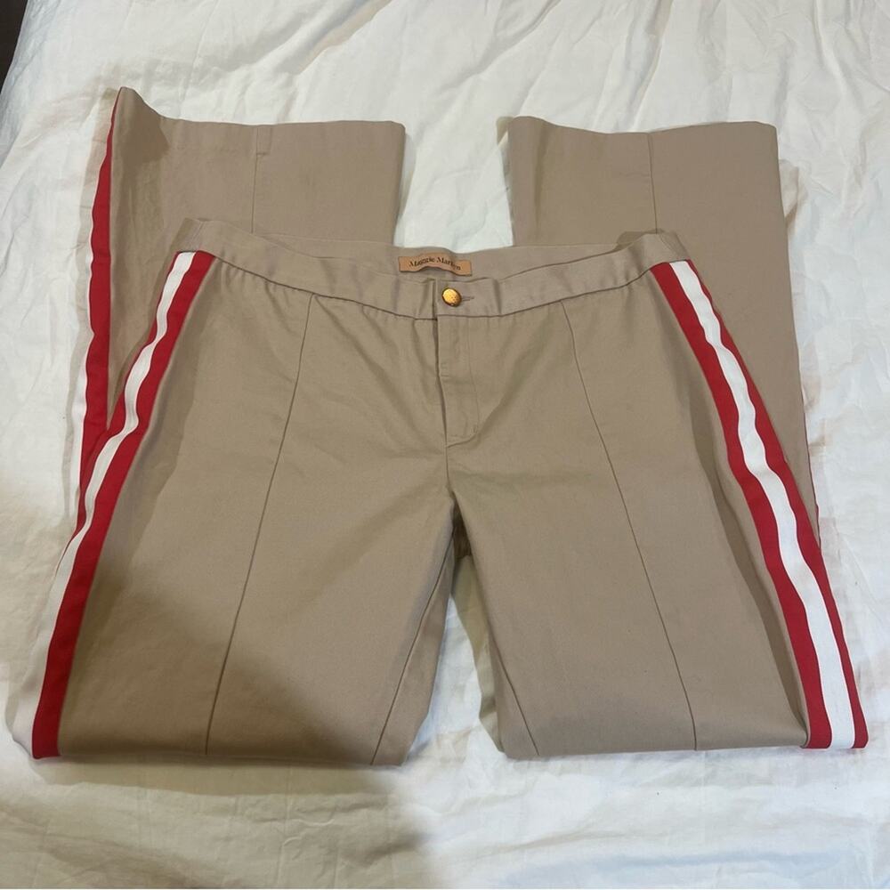 Maggie Marilyn Game Changer Side Striped Flare Leg Pants size 10 in tan - Picture 13 of 16